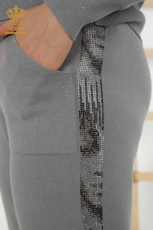 Wholesale Women's Tracksuit Set - Hooded - Gray - 16669 | KAZEE