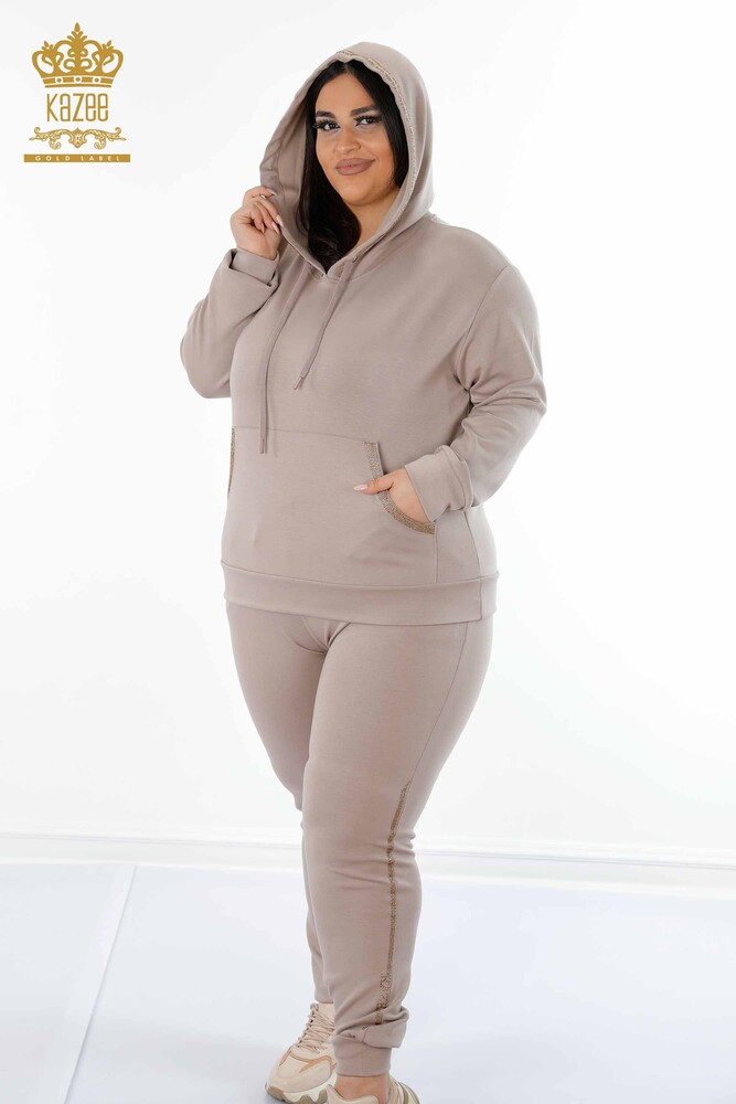 Wholesale Women's Tracksuit Set Hooded Mink - 17477 | KAZEE - 2