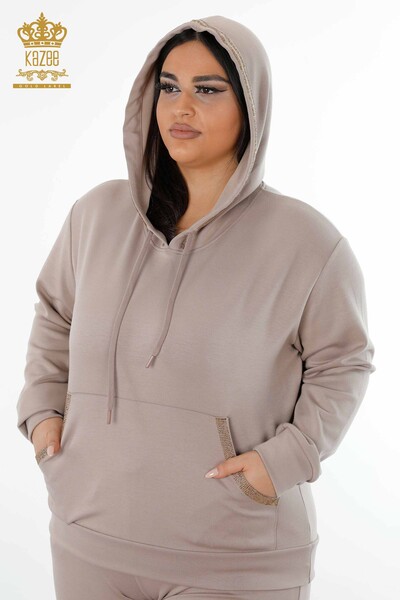 Wholesale Women's Tracksuit Set Hooded Mink - 17477 | KAZEE - 3