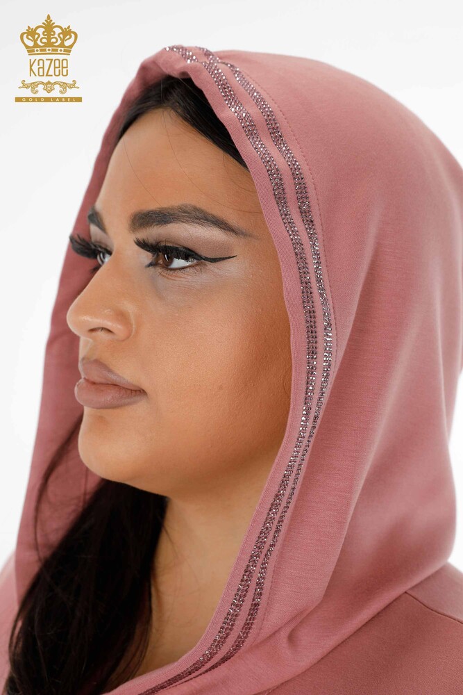 Wholesale Women's Tracksuit Set Hoodie Pink - 17477 | KAZEE - 4