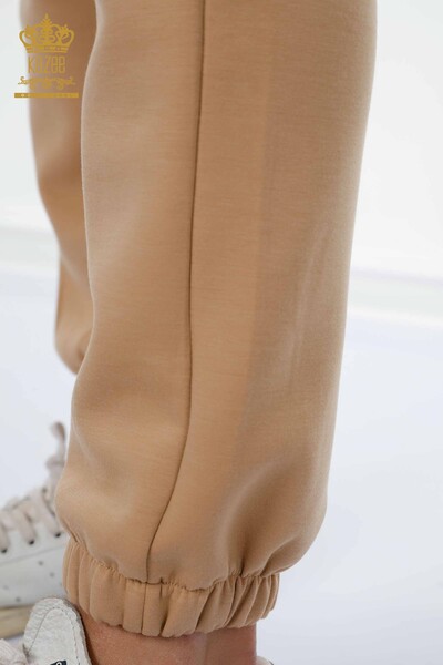 Wholesale Women's Tracksuit Set Hooded Pocket Camel - 17426 | KAZEE - 10