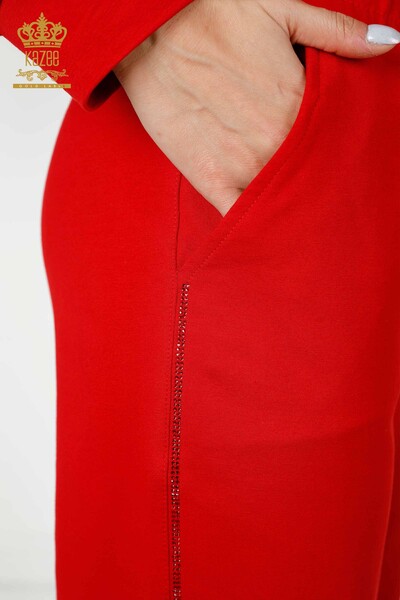 Wholesale Women's Tracksuit Set Hooded Red - 17447 | KAZEE - Thumbnail