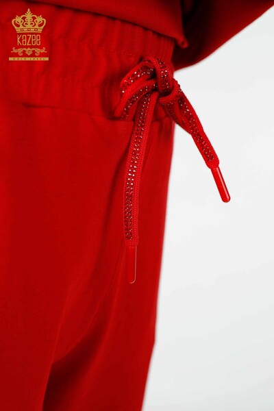 Wholesale Women's Tracksuit Set Hooded Red - 17447 | KAZEE - Thumbnail