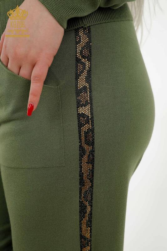 Wholesale Women's Tracksuit Set - Leopard Pattern - Khaki - 16521 | KAZEE