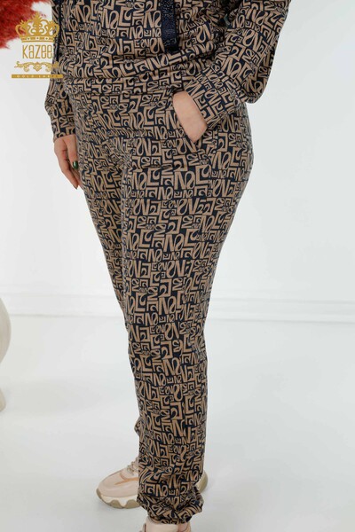 Wholesale Women's Tracksuit Set Mixed Pattern Navy Blue Mink - 17445 | KAZEE - 6