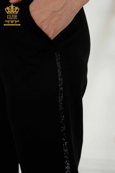 Wholesale Women's Sport Suit Printed Short Sleeve Black - 17206 | KAZEE - Thumbnail