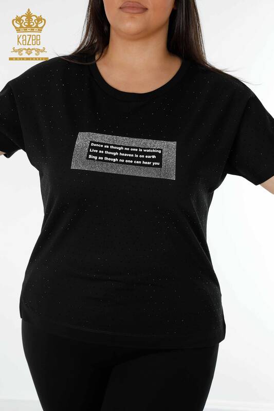 Wholesale Women's Tracksuit Set Short Sleeve Black - 17389 | KAZEE