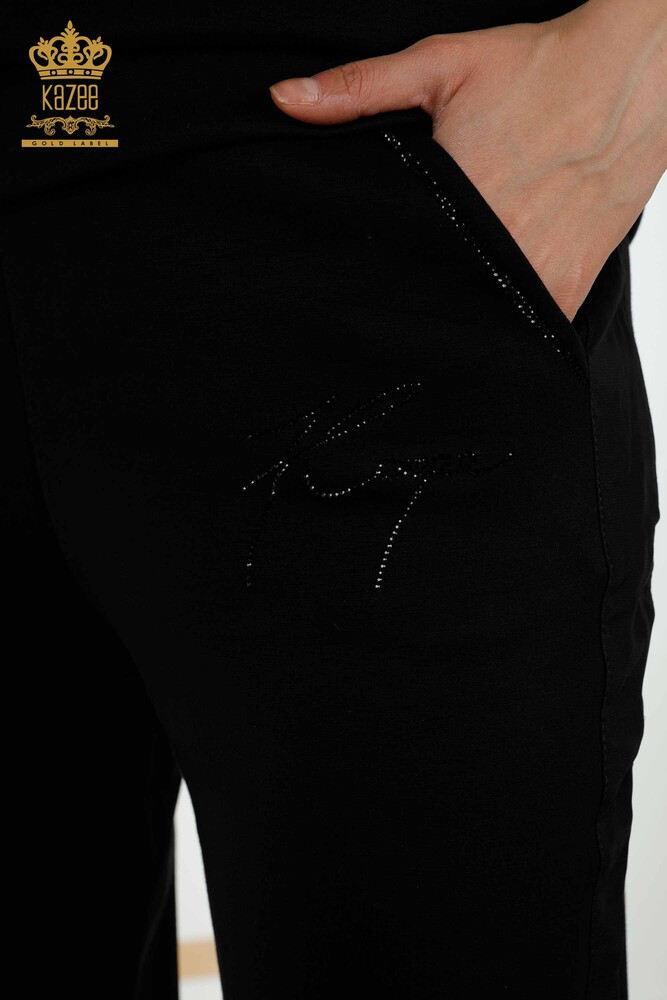 Wholesale Women's Tracksuit Set - Short Sleeve - Black - 20396 | KAZEE - 9