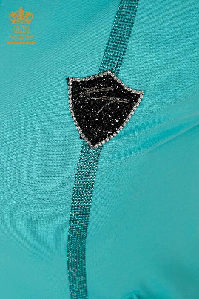 Wholesale Women's Tracksuit Set Short Sleeve Mint - 17392 | KAZEE - 4