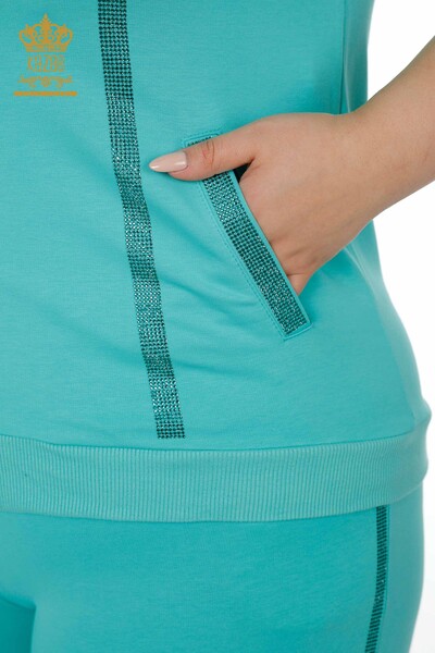Wholesale Women's Tracksuit Set Short Sleeve Mint - 17392 | KAZEE - Thumbnail