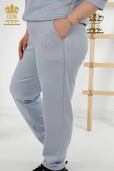 Wholesale Women's Tracksuit Set Short Sleeve Zipper Blue - 17547 | KAZEE - Thumbnail