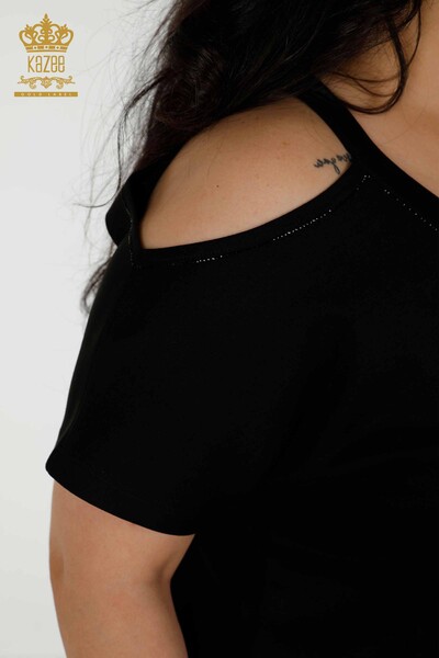 Wholesale Women's Tracksuit Set - Shoulder Detailed - Black - 20397 | KAZEE - Thumbnail