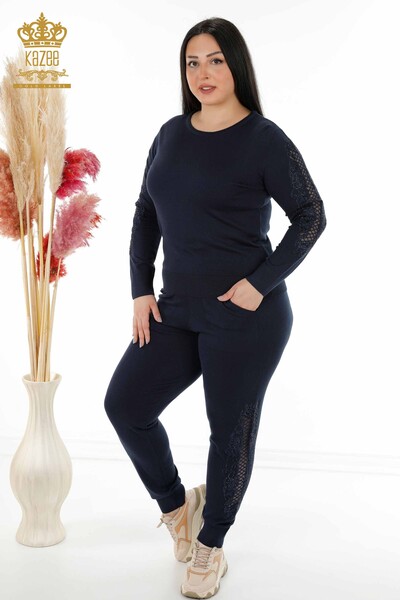 Wholesale Women's Tracksuit Set with Tulle Detail on the Sides - 16526 | KAZEE - Thumbnail