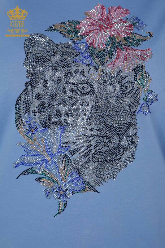 Wholesale Women's Tracksuit Set Stone Embroidered Blue - 17480 | KAZEE