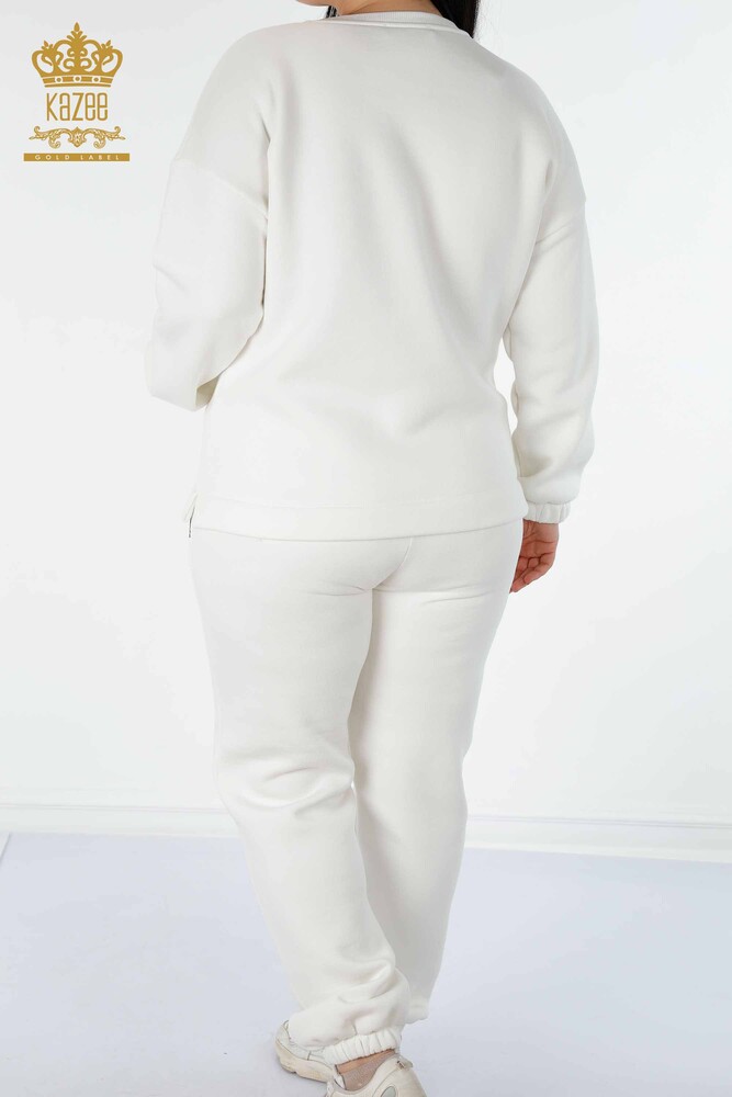 Wholesale Women's Tracksuit Set Tiger Pattern Ecru - 17473 | KAZEE - 11