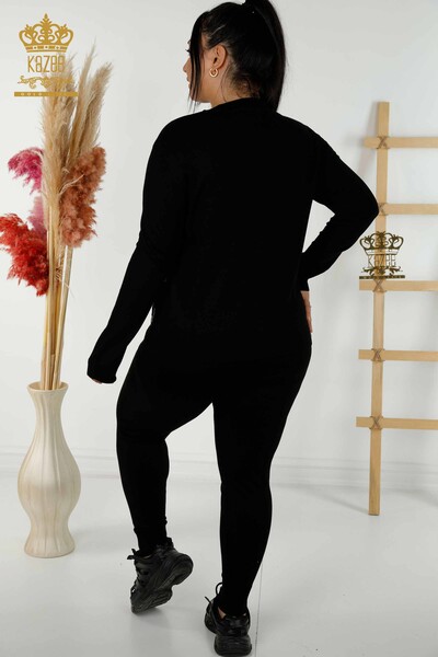 Wholesale Women's Tracksuit Set Zippered Black - 16676 | KAZEE - Thumbnail