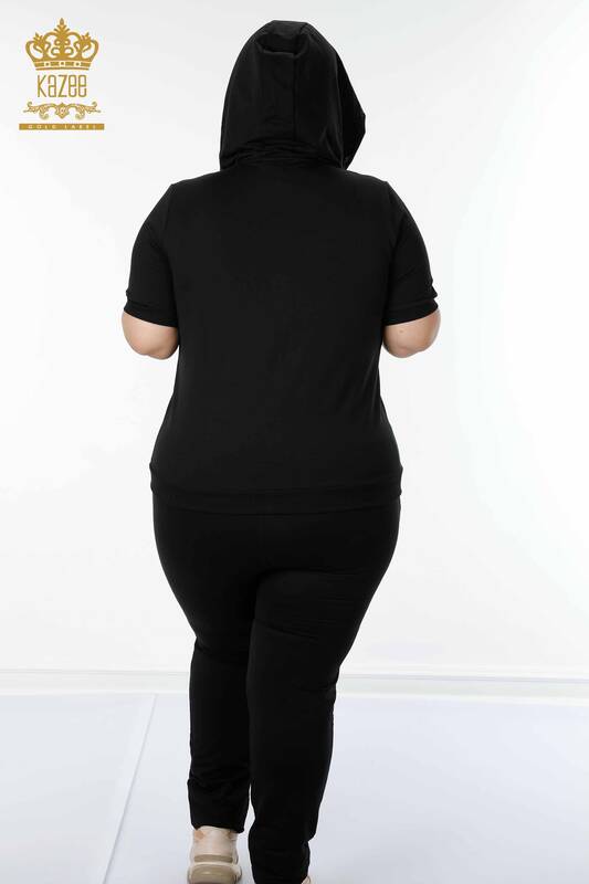 Wholesale Women's Tracksuit Set Zippered Black - 17394 | KAZEE