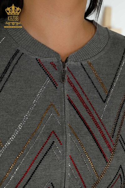 Wholesale Women's Tracksuit Set Zipper Gray - 16676 | KAZEE - Thumbnail