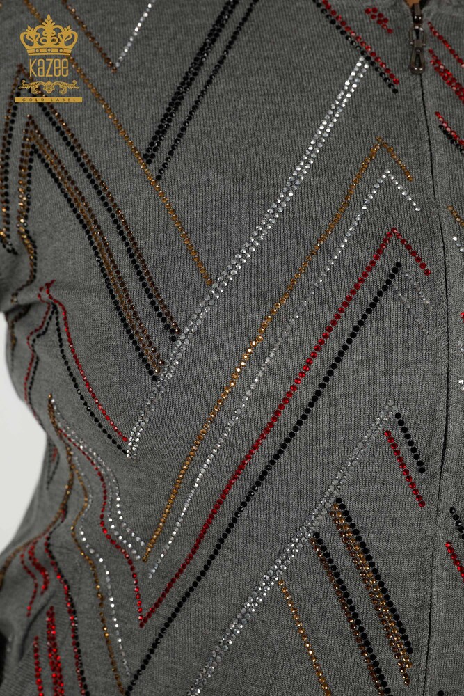 Wholesale Women's Tracksuit Set Zipper Gray - 16676 | KAZEE - 4