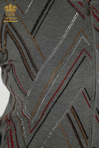 Wholesale Women's Tracksuit Set Zipper Gray - 16676 | KAZEE - 4