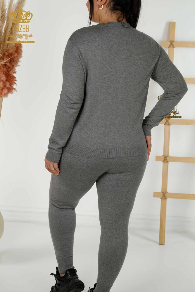 Wholesale Women's Tracksuit Set Zipper Gray - 16676 | KAZEE - 8
