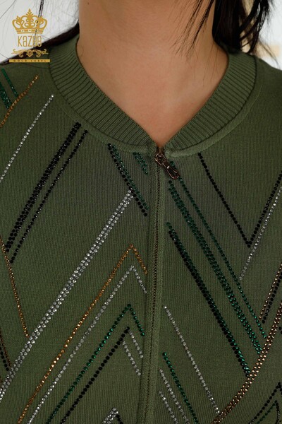 Wholesale Women's Tracksuit Set Zippered Khaki - 16676 | KAZEE - Thumbnail