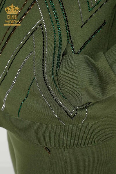 Wholesale Women's Tracksuit Set Zippered Khaki - 16676 | KAZEE - 5