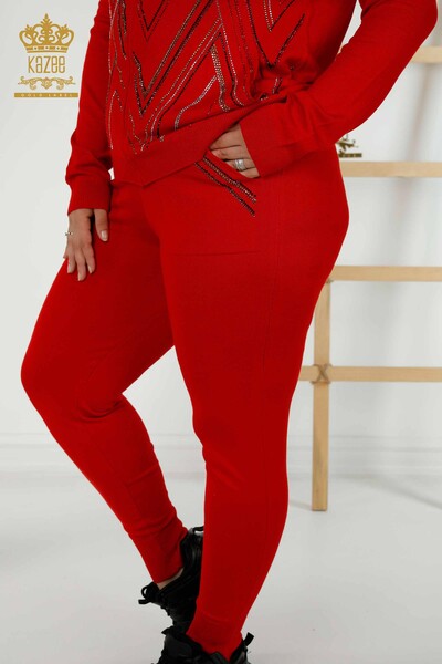 Wholesale Women's Tracksuit Set Zippered Red - 16676 | KAZEE - 6