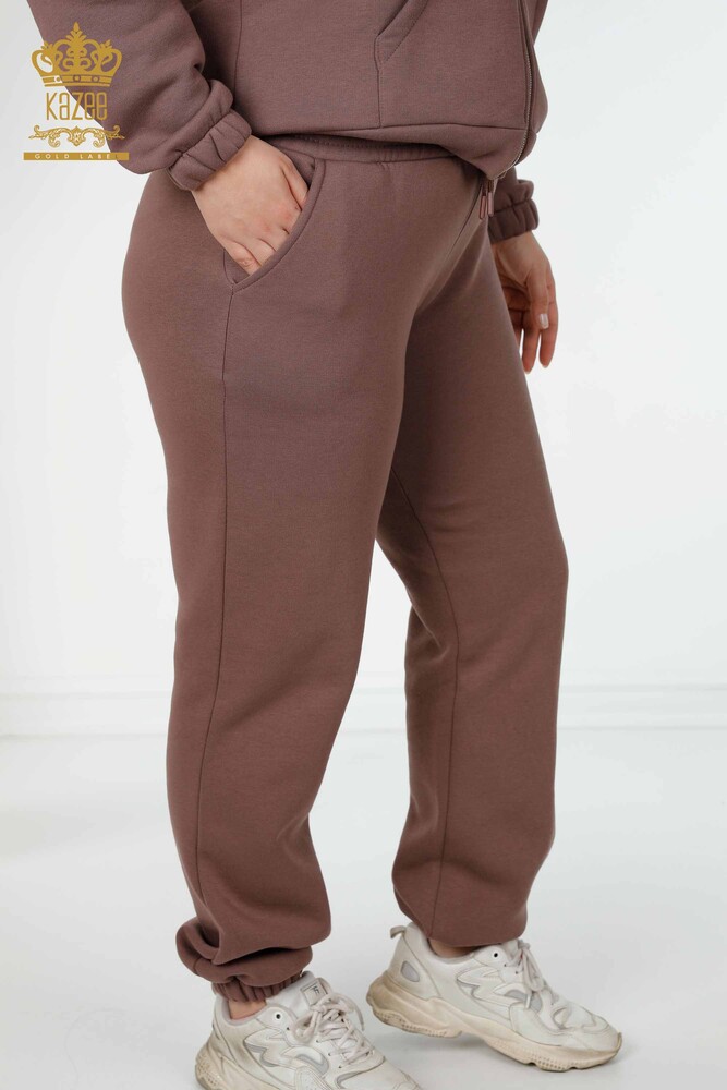 Wholesale Women's Tracksuit Set Angel Wing Pattern Brown - 17466 | KAZEE - 10