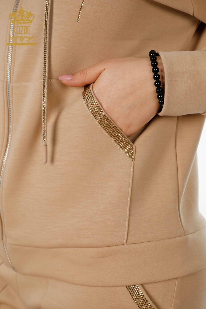 Wholesale Women's Tracksuit Set Hooded Camel - 17427 | KAZEE - 6