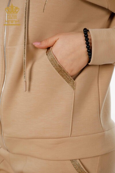 Wholesale Women's Tracksuit Set Hooded Camel - 17427 | KAZEE - 6