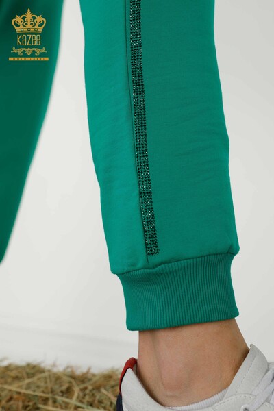 Wholesale Women's Tracksuit Set Printed Short Sleeve Green - 17206 | KAZEE - Thumbnail