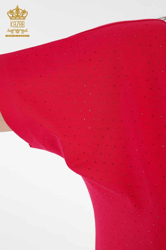 Wholesale Women's Tracksuit Set Short Sleeve Fuchsia - 17389 | KAZEE