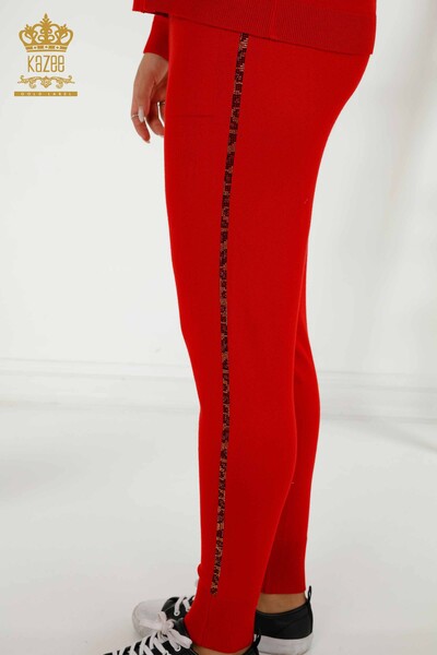 Wholesale Women's Tracksuit Set Red with Stone Embroidery - 16677 | KAZEE - 7