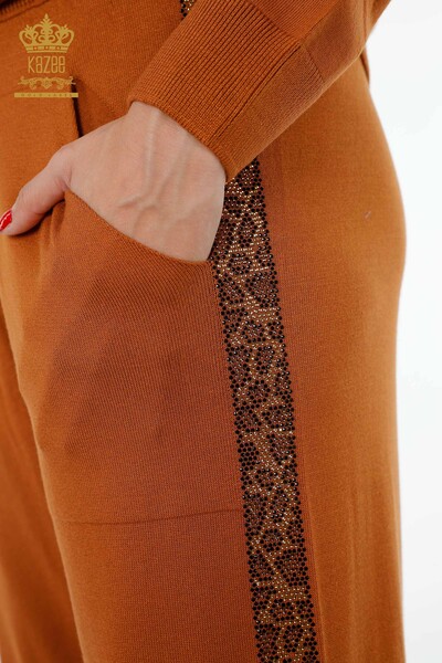 Wholesale Women's Tracksuit Set Pocket Patterned Leopard Stone Embroidered - 16507 | KAZEE - Thumbnail