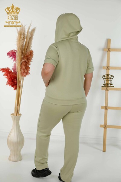 Wholesale Women's Tracksuit Set Hooded Green - 20392 | KAZEE - Thumbnail