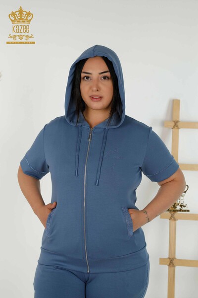 Wholesale Women's Tracksuit Set Hooded Indigo - 20392 | KAZEE - 2