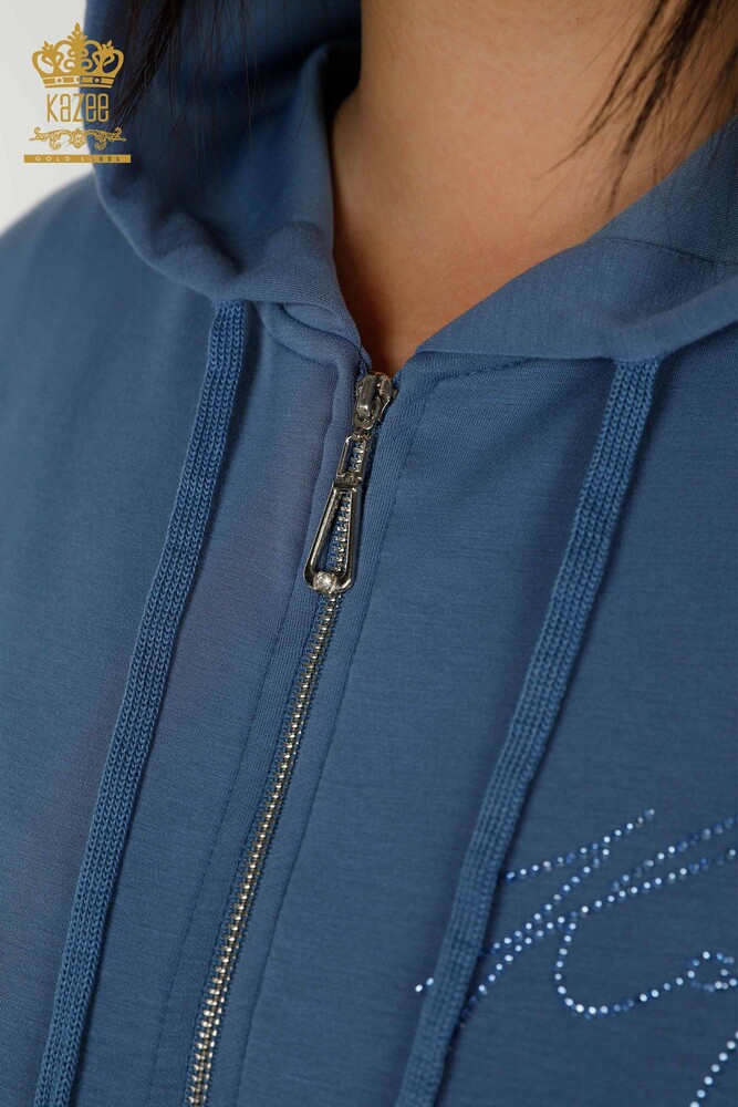 Wholesale Women's Tracksuit Set Hooded Indigo - 20392 | KAZEE - 5