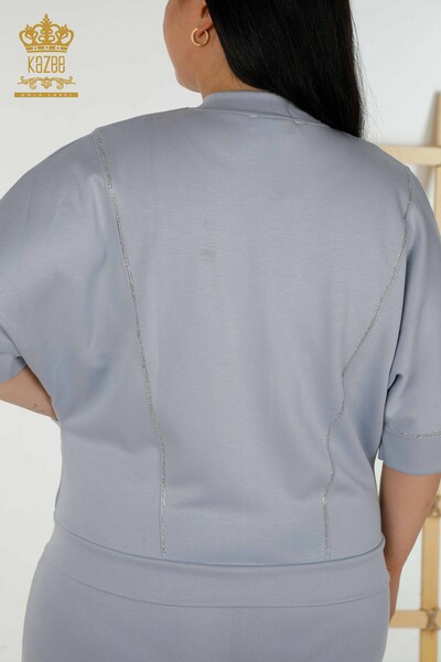Wholesale Women's Tracksuit Set Short Sleeve Blue - 20393 | KAZEE - Thumbnail