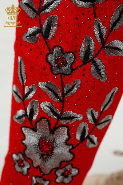 Wholesale Women's Tracksuit Set Stone Embroidered Red - 16561 | KAZEE - Thumbnail