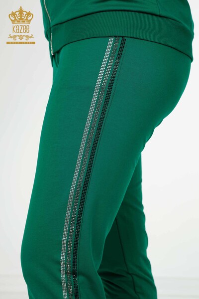 Wholesale Women's Tracksuit Set Zippered Pocket Green - 17494 | KAZEE - Thumbnail