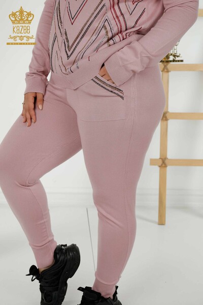 Wholesale Women's Tracksuit Set Zipper Powder - 16676 | KAZEE - 8