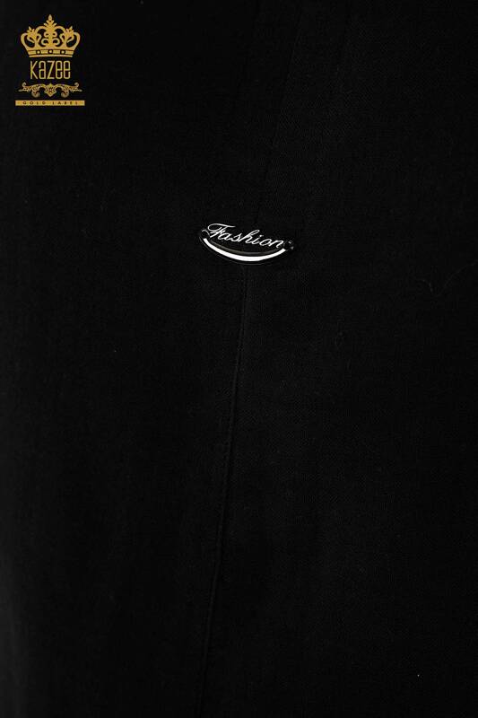 Wholesale Women's Summer Shirt Suit - Pocket - Black - 20402 | KAZEE