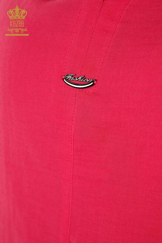 Wholesale Women's Summer Shirt Suit - With Pocket - Fuchsia - 20402 | KAZEE