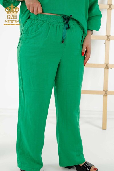 Wholesale Women's Summer Shirt Suit - Pocket - Green - 20402 | KAZEE - Thumbnail