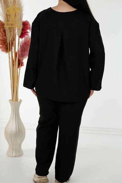Wholesale Women's Summer Suit With Pocket Black - 20313 | KAZEE - Thumbnail