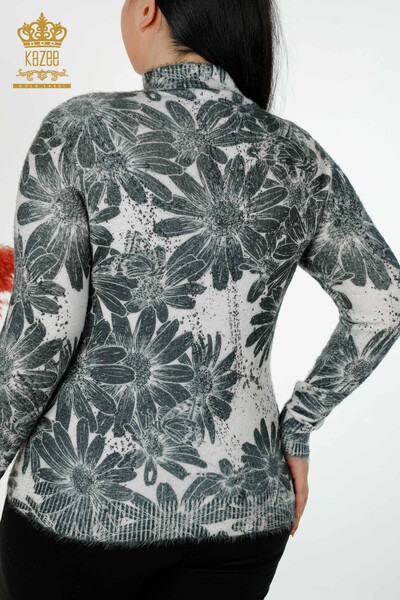 Wholesale Women's Sweater Angora Crystal Stone Embroidered Beige - 16006 | KAZEE - Thumbnail