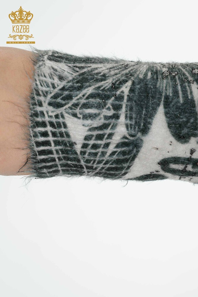 Wholesale Women's Sweater Angora Crystal Stone Embroidered Beige - 16006 | KAZEE - 7