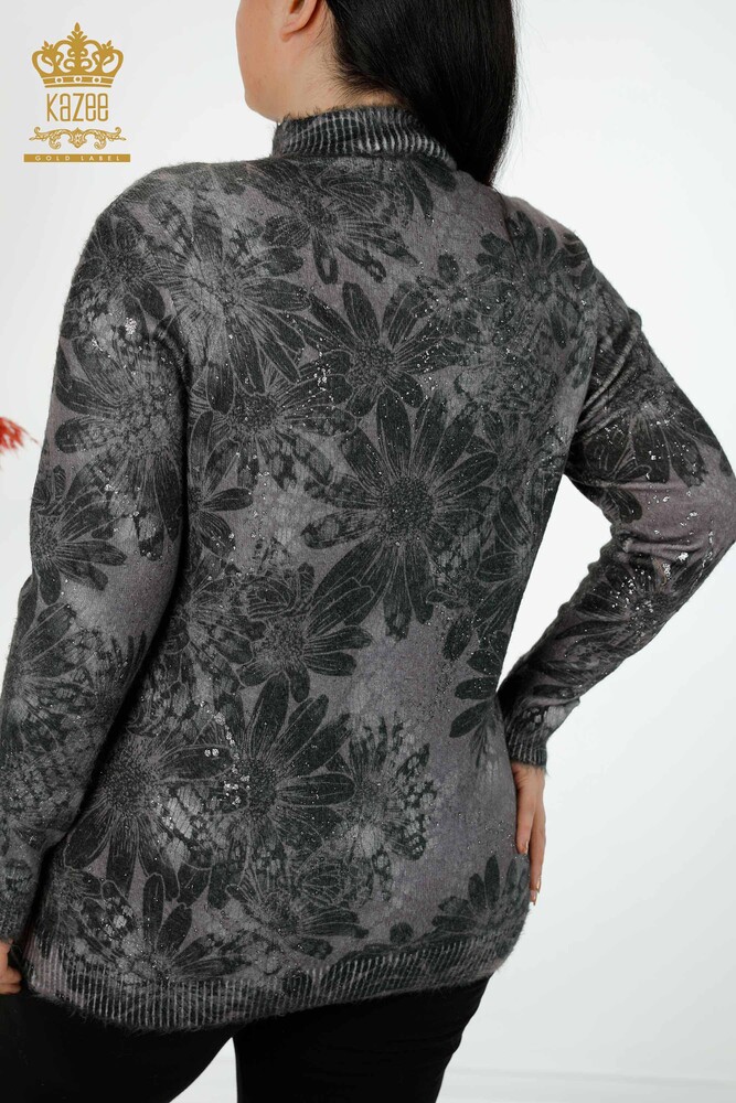 Wholesale Women's Sweater Angora Crystal Stone Embroidered Mink - 16006 | KAZEE - 8