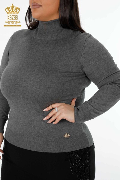 Wholesale Women's Sweater Basic Anthracite - 15134 | KAZEE - Thumbnail